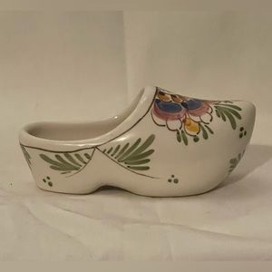 Royal Delft Ceramic Dutch Clog 4.5” Handpainted Marked Ashtray Trinket Box EUC